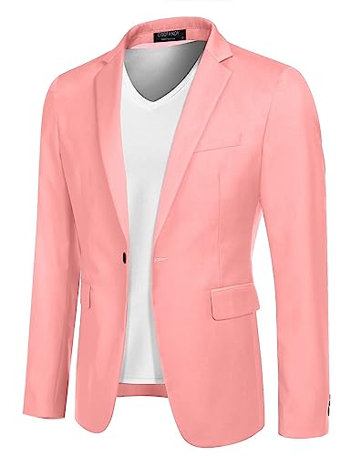 COOFANDY Sakko Herren Einfarbig Blazer Modern Anzugjacke Anzug-Sakko Modern Jackett für Männer Anzug Hochzeit & Business Alltag Anzug-Jackett Rosa XXL von COOFANDY