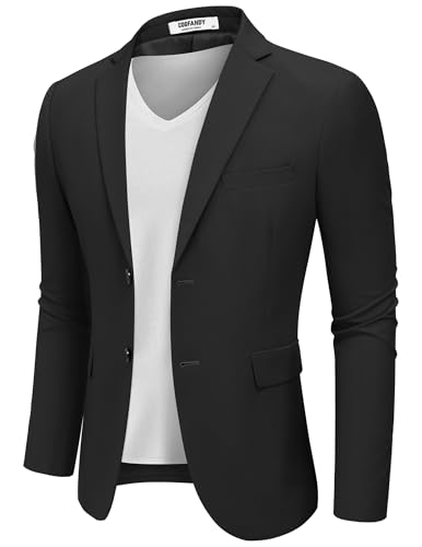 COOFANDY Sakko Herren Sportlich Blazer Jackett Business Freizeit Regular Fit Sommer Sportsakko Anzugjacken Schwarz XL von COOFANDY