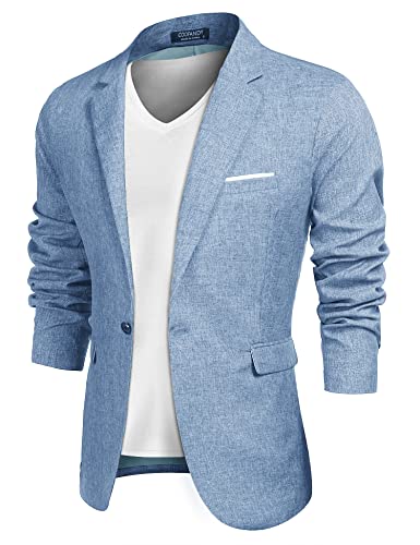 COOFANDY Sakko Herren Sportlich Slim Fit Anzugjacken Lässig Jacket Einfarbig Blazer Navy Azurblau Gr.XXL von COOFANDY
