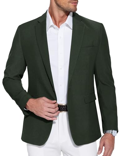 COOFANDY Sakkos für Herren Sportlich Freizeit Sakko Business Blazer für Männer Jackett Sport Anzugjacken mit Gekerbtem Revers Leicht Anzug Hochzeit Dunkelgrün XL von COOFANDY