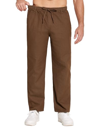 COOFANDY Schlupfjeans Herren Jeans Straight Jeanshose Schlupfhose Hosen mit Gummizug Cargo Jeans Freizeithose Loose Fit Twill Denim-Braun XXL von COOFANDY