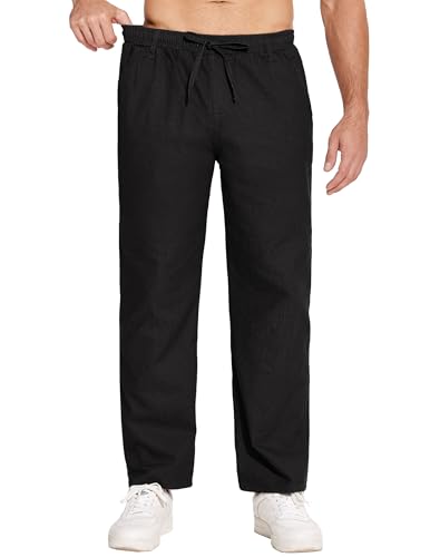 COOFANDY Schlupfjeans Herren Jeans Straight Jeanshose Schlupfhose Lässige Hose Cargo Jeans Chino Pants Chino Hose Baumwolle Hose Lang für Männer Twill Denim-Schwarz M von COOFANDY