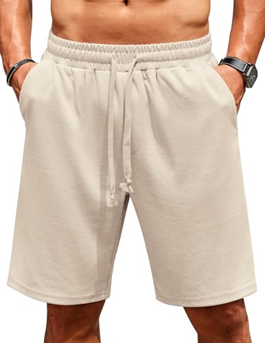 COOFANDY Shorts Herren Sommer Kurze Jogginghose Kurze Sommerhose Herrenshorts Sweathose Kurz Sweatshorts Trainingshose Kurz Laufhose Hellbraun S von COOFANDY