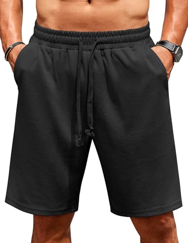 COOFANDY Kurze Jogginghose Herren Shorts Sweathose Kurz Sweat Shorts Freizeit Kurze Sommerhose Schwarz XL von COOFANDY