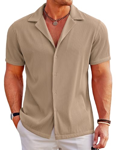 COOFANDY Sommerhemd Herren Hemd Kurzarm Herrenhemd Hawaii Hemd Männer Kurzarmhemd Freizeithemd Strandhemd Regular Fit Khaki XL COOFANDY Sommerhemd Herren Hemd Kurzarm Herrenhemd Hawaii Hemd Männer Kurzarmhemd Freizeithemd Strandhemd Regular Fit Khaki XL von COOFANDY