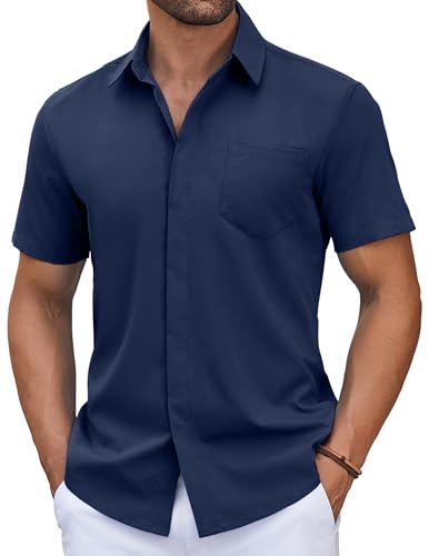 COOFANDY Sommerhemd Herren Kurzarm Kurzarmhemd Freizeithemd Kurzarmhemd Strandhemd Regular Fit Urlaub Hemd mit Tasche Dunkelblau XXL COOFANDY Sommerhemd Herren Kurzarm Kurzarmhemd Freizeithemd Kurzarmhemd Strandhemd Regular Fit Urlaub Hemd mit Tasche Dunkelblau XXL von COOFANDY