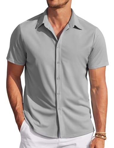 COOFANDY Herren Hemden Kurzarm Bügelfrei Sommerhemd Casual Button Down Urlaub Freizeithemden Basic Shirt Hellgrau XXXL COOFANDY Herren Hemden Kurzarm Bügelfrei Sommerhemd Casual Button Down Urlaub Freizeithemden Basic Shirt Hellgrau XXXL von COOFANDY