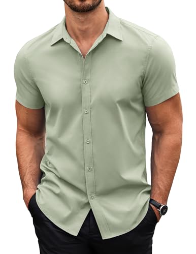 COOFANDY Sommerhemd Herren Kurzarm Hemd Herren Slim Fit Sommer Business Hemd Freizeithemden für Herren Casual Regular Fit Basic Shirt Bügelfreie Hemd Hellgrün XXL COOFANDY Sommerhemd Herren Kurzarm Hemd Herren Slim Fit Sommer Business Hemd Freizeithemden für Herren Casual Regular Fit Basic Shirt Bügelfreie Hemd Hellgrün XXL von COOFANDY