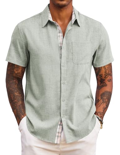 COOFANDY Sommerhemd Herren Kurzarm Kurzarmhemd Männer Freizeithemd Modernes Hemden Leichtes Strandhemd Regular Fit Urlaub Hemd Herren Hellgrün 4XL COOFANDY Sommerhemd Herren Kurzarm Kurzarmhemd Männer Freizeithemd Modernes Hemden Leichtes Strandhemd Regular Fit Urlaub Hemd Herren Hellgrün 4XL von COOFANDY