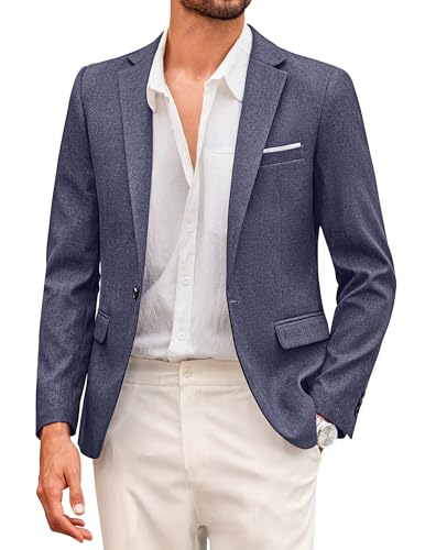 COOFANDY Sportlich Sakko Herren Freizeit Blazer Slim Fit Sommer Anzugjacke Revers Kragen Blaue S von COOFANDY