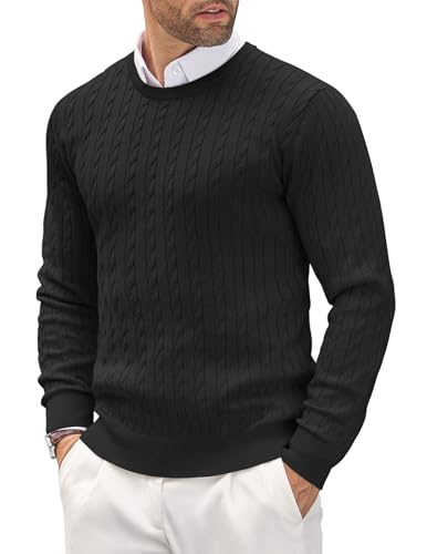 COOFANDY Strickpullover Herren Zopfmuster Pullover Rundhals Kragen Feinstrickpullover Schwarz XXL COOFANDY Strickpullover Herren Zopfmuster Pullover Rundhals Kragen Feinstrickpullover Schwarz XXL von COOFANDY