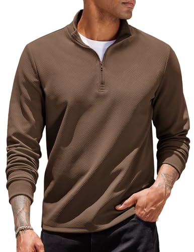 COOFANDY Sweatshirt Herren 1/4 Zip Troyer Pullover ohne Kapuze Sweatshirts mit Reißverschluss Sweater Langarm Leichte Herrenpullover Langarmshirt Pulli Braun XXL COOFANDY Sweatshirt Herren 1/4 Zip Troyer Pullover ohne Kapuze Sweatshirts mit Reißverschluss Sweater Langarm Leichte Herrenpullover Langarmshirt Pulli Braun XXL von COOFANDY