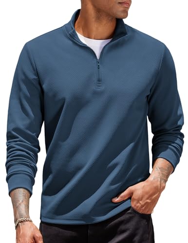 COOFANDY Sweatshirt Herren 1/4 Zip Troyer Pullover ohne Kapuze Sweatshirts mit Reißverschluss Sweater Langarm Leichte Herrenpullover Langarmshirt Pulli Dunkelblau XL COOFANDY Sweatshirt Herren 1/4 Zip Troyer Pullover ohne Kapuze Sweatshirts mit Reißverschluss Sweater Langarm Leichte Herrenpullover Langarmshirt Pulli Dunkelblau XL von COOFANDY