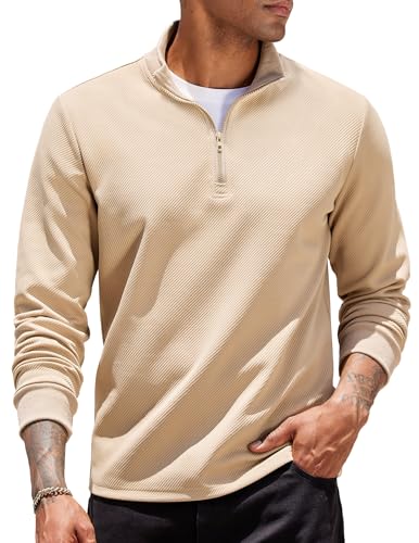 COOFANDY Sweatshirt Herren 1/4 Zip Troyer Pullover ohne Kapuze Sweatshirts mit Reißverschluss Sweater Langarm Leichte Herrenpullover Langarmshirt Pulli Khaki 3XL COOFANDY Sweatshirt Herren 1/4 Zip Troyer Pullover ohne Kapuze Sweatshirts mit Reißverschluss Sweater Langarm Leichte Herrenpullover Langarmshirt Pulli Khaki 3XL von COOFANDY