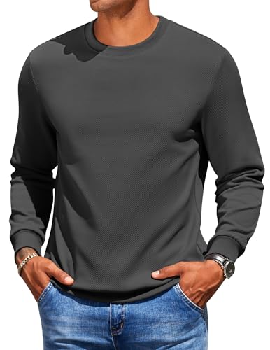 COOFANDY Sweatshirt Herren Pullover mit Rundhals Langarmshirt Basic Sweatshirt Ohne Kapuze Longsleeve Pullover für Winter Sweater Schwarz 3XL von COOFANDY