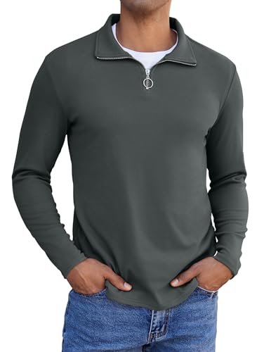 COOFANDY Sweatshirt Herren Troyer Half Zip Pullover Poloshirt Herren Langarm Winter Longsleeve T Shirt Polo Sweatshirt Langarmshirt Langarm Pulli Sweater Dunkelgrau XL COOFANDY Sweatshirt Herren Troyer Half Zip Pullover Poloshirt Herren Langarm Winter Longsleeve T Shirt Polo Sweatshirt Langarmshirt Langarm Pulli Sweater Dunkelgrau XL von COOFANDY