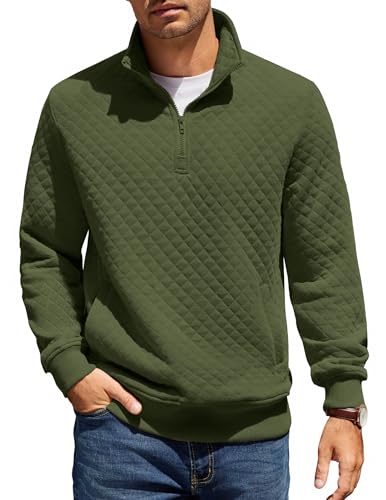 COOFANDY Sweatshirt Herren mit Reißverschluss Stehkragen Pullover Regular Fit Half Zip Neck Sweatshirt Zip Polo Langarm Sweater Winter Warm Langarmshirt Armeegrün XXL COOFANDY Sweatshirt Herren mit Reißverschluss Stehkragen Pullover Regular Fit Half Zip Neck Sweatshirt Zip Polo Langarm Sweater Winter Warm Langarmshirt Armeegrün XXL von COOFANDY