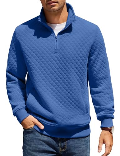 COOFANDY Sweatshirt Herren mit Reißverschluss Stehkragen Pullover Regular Fit Half Zip Neck Sweatshirt Zip Polo Langarm Sweater Winter Warm Langarmshirt Dunkelblau XL von COOFANDY