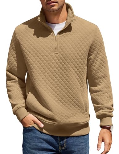 COOFANDY Sweatshirt Herren mit Reißverschluss Stehkragen Pullover Regular Fit Half Zip Neck Sweatshirt Zip Polo Langarm Sweater Winter Warm Langarmshirt Kamel XL COOFANDY Sweatshirt Herren mit Reißverschluss Stehkragen Pullover Regular Fit Half Zip Neck Sweatshirt Zip Polo Langarm Sweater Winter Warm Langarmshirt Kamel XL von COOFANDY