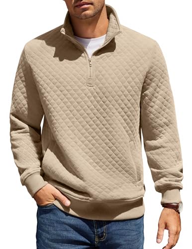COOFANDY Sweatshirt Herren mit Reißverschluss Stehkragen Pullover Regular Fit Half Zip Neck Sweatshirt Zip Polo Langarm Sweater Winter Warm Langarmshirt Khaki 3XL COOFANDY Sweatshirt Herren mit Reißverschluss Stehkragen Pullover Regular Fit Half Zip Neck Sweatshirt Zip Polo Langarm Sweater Winter Warm Langarmshirt Khaki 3XL von COOFANDY