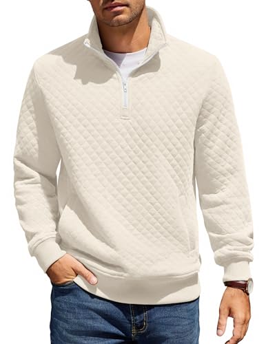COOFANDY Sweatshirt Herren mit Reißverschluss Stehkragen Pullover Regular Fit Half Zip Neck Sweatshirt Zip Polo Langarm Sweater Winter Warm Langarmshirt Weiß 3XL COOFANDY Sweatshirt Herren mit Reißverschluss Stehkragen Pullover Regular Fit Half Zip Neck Sweatshirt Zip Polo Langarm Sweater Winter Warm Langarmshirt Weiß 3XL von COOFANDY