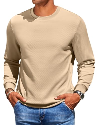 COOFANDY Sweatshirts für Herren Pullover mit Langarm Crewneck Sweatshirt Ohne Kapuze Gerippt Sweatshirts Casual Winterpullover Warm Pulli Khaki XXL COOFANDY Sweatshirts für Herren Pullover mit Langarm Crewneck Sweatshirt Ohne Kapuze Gerippt Sweatshirts Casual Winterpullover Warm Pulli Khaki XXL von COOFANDY