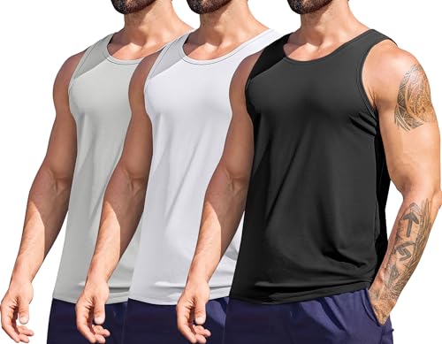 COOFANDY Ärmelloses Shirt Herren Tank Top Sommer Fitness Muskelshirt Gym Tanktops Männer Achselshirts Casual Sport Sleeveless Shirts Laufshirts 3er Pack Schwarz/Weiß/Hellgrau L COOFANDY Ärmelloses Shirt Herren Tank Top Sommer Fitness Muskelshirt Gym Tanktops Männer Achselshirts Casual Sport Sleeveless Shirts Laufshirts 3er Pack Schwarz/Weiß/Hellgrau L von COOFANDY