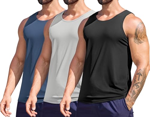 COOFANDY Herren Tank Top Ärmelloses Shirt Sommer Fitness Muskelshirt Gym Tanktops Männer Achselshirts Casual Sport Laufshirts Sleeveless Shirts 3er Pack Schwarz/Marineblau/Hellgrau M COOFANDY Herren Tank Top Ärmelloses Shirt Sommer Fitness Muskelshirt Gym Tanktops Männer Achselshirts Casual Sport Laufshirts Sleeveless Shirts 3er Pack Schwarz/Marineblau/Hellgrau M von COOFANDY
