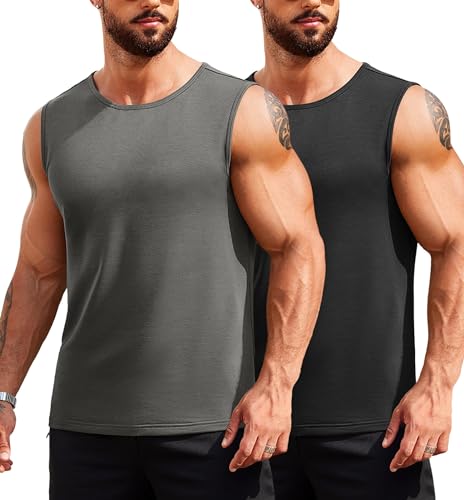 COOFANDY Tank Top Herren Athletic Workout Ärmellos Muskelshirt Fitness Achselhemden Sommer Funktionsshirt Schwarz und Dunkelgrau XXL COOFANDY Tank Top Herren Athletic Workout Ärmellos Muskelshirt Fitness Achselhemden Sommer Funktionsshirt Schwarz und Dunkelgrau XXL von COOFANDY