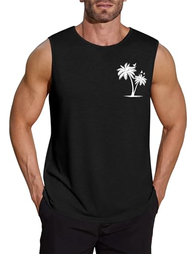 COOFANDY Tank Top Herren Gym Bodybuilding Shirts Ärmellose Muskelshirts Männer Gym Sleeveless Workout Tankshirt Schwarz XL von COOFANDY