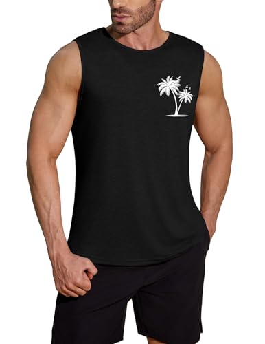 COOFANDY Tank Top Herren Gym Ärmelloses Printed Muskelshirts Fitness Tank Top Trägershirt Herren Sleeveless Sommer Atmungsaktiv T-Shirt Schwarz XXL COOFANDY Tank Top Herren Gym Ärmelloses Printed Muskelshirts Fitness Tank Top Trägershirt Herren Sleeveless Sommer Atmungsaktiv T-Shirt Schwarz XXL von COOFANDY