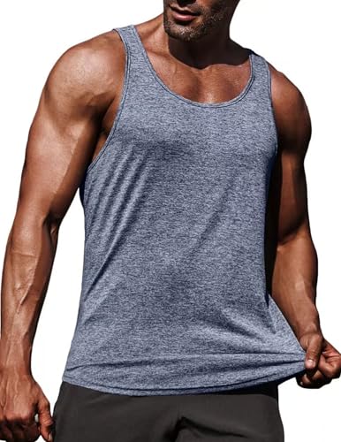 COOFANDY Tank Top Herren Gym U-Ausschnitt Unterhemden Herren Ärmelloses Tanktop Männer Sommer Muskelshirts Bodybuilding Training Unterhemd Blau XL von COOFANDY