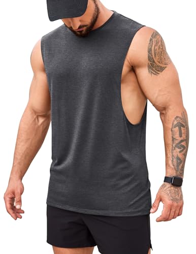 COOFANDY Tank Top Herren Männer Gym Tanktop Athletic Ärmelloses T-Shirt Workout Muskel Bodybuilding Dunkelgrau 1 Stück M von COOFANDY