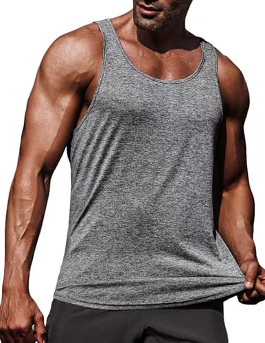 COOFANDY Tanktop Herren Gym U-Ausschnitt Unterhemd Herren Ärmelloses Muskelshirts Männer Fitness Training Tank Top Grau XL von COOFANDY