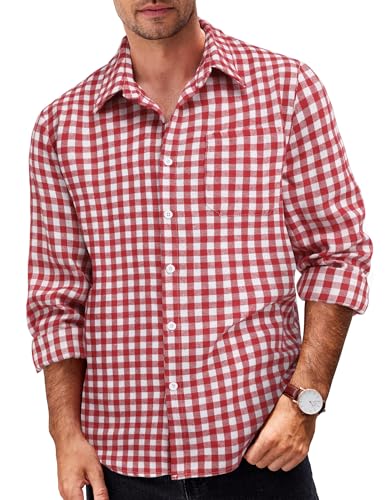 COOFANDY Trachtenhemd Herren Kariertes Hemd Herren Oktoberfest Langarm Flanellhemd Freizeithemd Holzfällerhemd Karohemd Weiß Rot XXL COOFANDY Trachtenhemd Herren Kariertes Hemd Herren Oktoberfest Langarm Flanellhemd Freizeithemd Holzfällerhemd Karohemd Weiß Rot XXL von COOFANDY