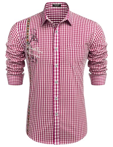 COOFANDY Trachtenhemd Herren Kariertes Oktoberfest Hemd Slim Fit Langarm Freizeit Karohemd für Männer COOFANDY Trachtenhemd Herren Kariertes Oktoberfest Hemd Slim Fit Langarm Freizeit Karohemd für Männer von COOFANDY