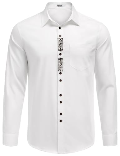 COOFANDY Trachtenhemd Oktoberfest Hemd Baumwolle Slim Fit Button down Langarm Bayrisches Freizeithemd Weiß L COOFANDY Trachtenhemd Oktoberfest Hemd Baumwolle Slim Fit Button down Langarm Bayrisches Freizeithemd Weiß L von COOFANDY