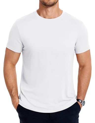 COOFANDY Tshirt Herren Rundhals Sommer Basic Kurzarm Casual Einfarbig T-Shirt Weiß L COOFANDY Tshirt Herren Rundhals Sommer Basic Kurzarm Casual Einfarbig T-Shirt Weiß L von COOFANDY