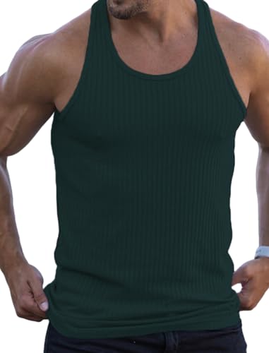 COOFANDY Unterhemd Herren Strick Tank Top Sport Ärmelloses Shirt Fitness Vest Sleeveless T-Shirt für Training Muskelshirts Grün S COOFANDY Unterhemd Herren Strick Tank Top Sport Ärmelloses Shirt Fitness Vest Sleeveless T-Shirt für Training Muskelshirts Grün S von COOFANDY