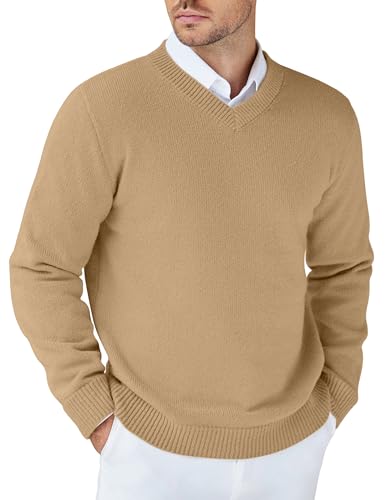 COOFANDY V-Ausschnitt Strickpullover Pullover Herren V Neck Männer Winterpullover Basic Sweatershirt Business Pulli Khaki XXL COOFANDY V-Ausschnitt Strickpullover Pullover Herren V Neck Männer Winterpullover Basic Sweatershirt Business Pulli Khaki XXL von COOFANDY