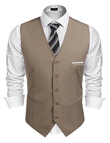 COOFANDY Weste Herren Formale Klassische Weste Slim fit Hochzeit ärmellose Business Anzugweste XL von COOFANDY