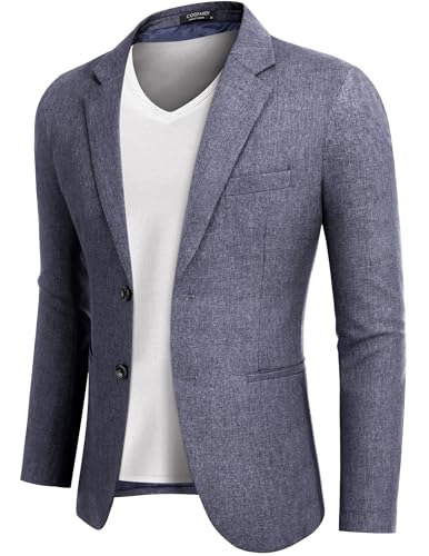 COOFANDYHerren Anzugjacke Business Sakko Sportlich Freizeit Blazer Modern Sportsakko Regular Fit Einfarbig Blau 3XL von COOFANDY