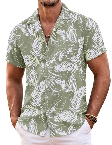 COOFANDY Hemd Herren Kurzarm Hawaii Hemd Männer Sommerhemd Leichte Urlaub Strandhemd Front-Tasche Party Kurzarmhemd Regular Fit Herrenhemd Kurzarm Aloha Shirt Hellgrün- Palmblatt XXL COOFANDY Hemd Herren Kurzarm Hawaii Hemd Männer Sommerhemd Leichte Urlaub Strandhemd Front-Tasche Party Kurzarmhemd Regular Fit Herrenhemd Kurzarm Aloha Shirt Hellgrün- Palmblatt XXL von COOFANDY