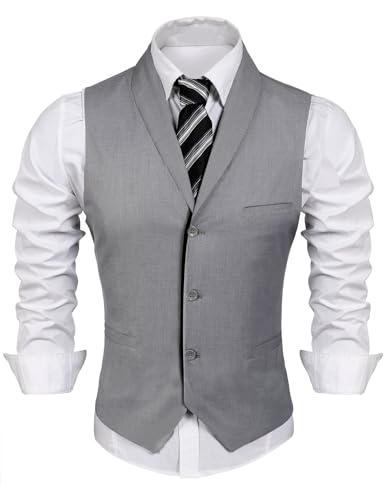 COOOFANDY Herren Vest Armellos Business Casual Anzugweste Grey M von COOFANDY