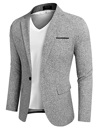 Coofandy Herren Casual Blazer Anzugjacken Slim Fit One Button Business Sport Mäntel, 2 - Hellgrau, M von COOFANDY