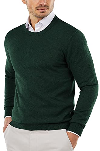 Coofandy Herren-Pullover mit Rundhalsausschnitt, schmale Passform, leichte Sweatshirts, Strickpullover für Freizeit oder elegante Kleidung, Dunkelgrün, Mittel von COOFANDY