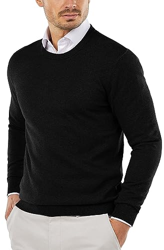 Coofandy Herren-Pullover mit Rundhalsausschnitt, schmale Passform, leichte Sweatshirts, Strickpullover für Freizeit oder elegante Kleidung, Schwarz, 3X-Groß von COOFANDY