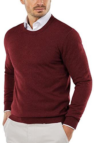 Coofandy Herren-Pullover mit Rundhalsausschnitt, schmale Passform, leichte Sweatshirts, Strickpullover für Freizeit oder elegante Kleidung, Weinrot, 3X-Groß von COOFANDY