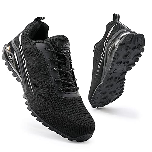 COOJOY Traillaufschuhe Herren rutschfest Sportschuhe Turnschuhe Straßenlaufschuhe Atmungsaktiv Wanderschuhe Trekkingschuhe,K751-Black-42 von COOJOY