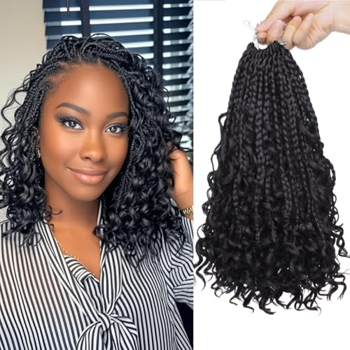 COOKOO Häkelhaar mit gelockten Enden, 25,4 cm, Bohemian-Hippie-Box-Zöpfe, vorgeschlungenes Häkelhaar, synthetisches Häkelhaar für schwarze Frauen, 1B#, 8 Packungen COOKOO Häkelhaar mit gelockten Enden, 25,4 cm, Bohemian-Hippie-Box-Zöpfe, vorgeschlungenes Häkelhaar, synthetisches Häkelhaar für schwarze Frauen, 1B#, 8 Packungen von COOKOO